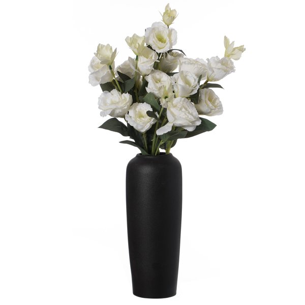 Uniquewise Contemporary Black Ceramic Cylinder Shaped Table Flower Vase Holder, 10.5 Inch QI004365.L